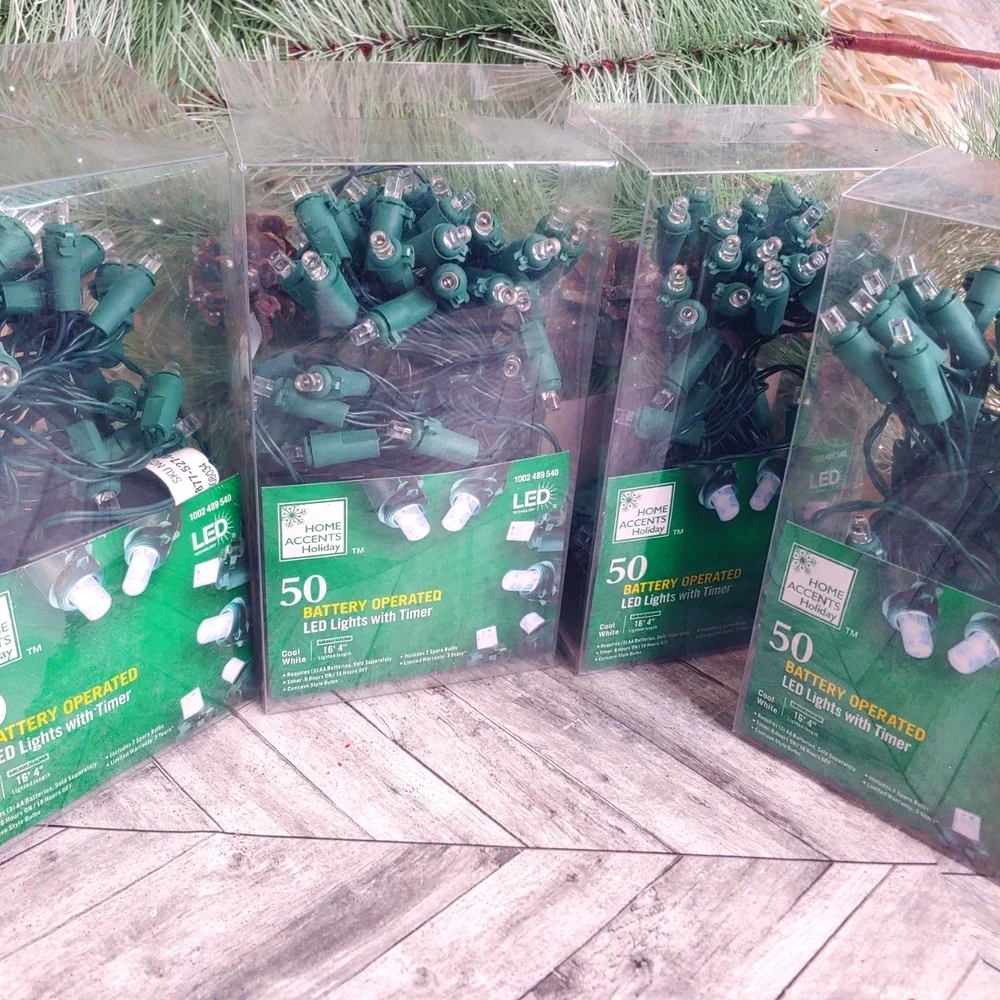 4 Packages of 50 Battery Operated LED Lights With Timer...
